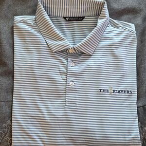 Levelwear The Players Championship Performance Polo Blue & White Stripe 2XL